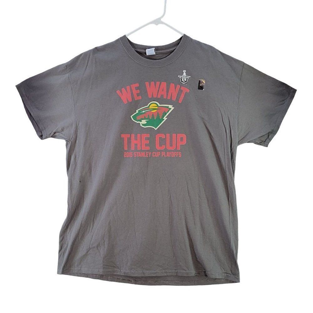 NHL Men's Minnesota Wild We Want The Cup 2015 Stanley Cup Playoffs Sz XL